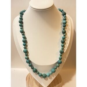 WK Whitney Kelly Sterling Silver Turquoise Gumball Necklace Vintage 19" Knotted